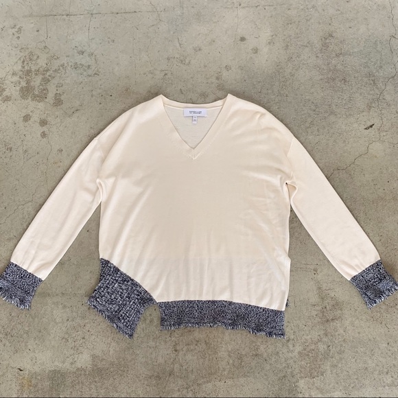 10 Crosby Derek Lam Sweaters - 10 Crosby Derek Lam V-Neck Asymmetrical Silk, Wool & Cashmere Sweater